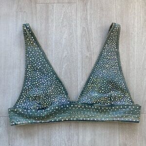 Good American Rhinestone Denim Bralette Top Size 7 Indigo Studded Festival Glam